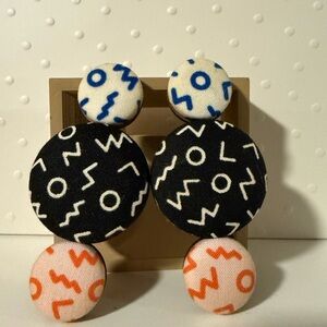 Geometric Patterned Fabric Earrings